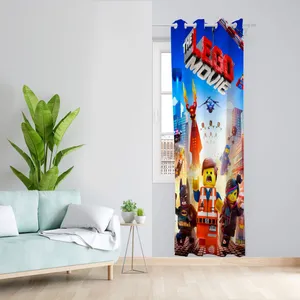  پرده مدل اتاق کودک مخمل پانچی طرح لگو کد 1843 سایز 140x280 سانتی متر