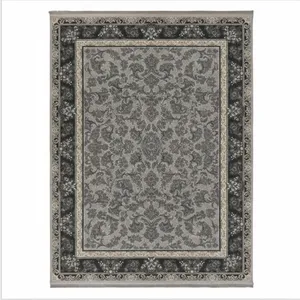 فرش ماشینی 1200 شانه زمینه فیلی حاشیه دودی مدل افشان وینتیج اکریلیک