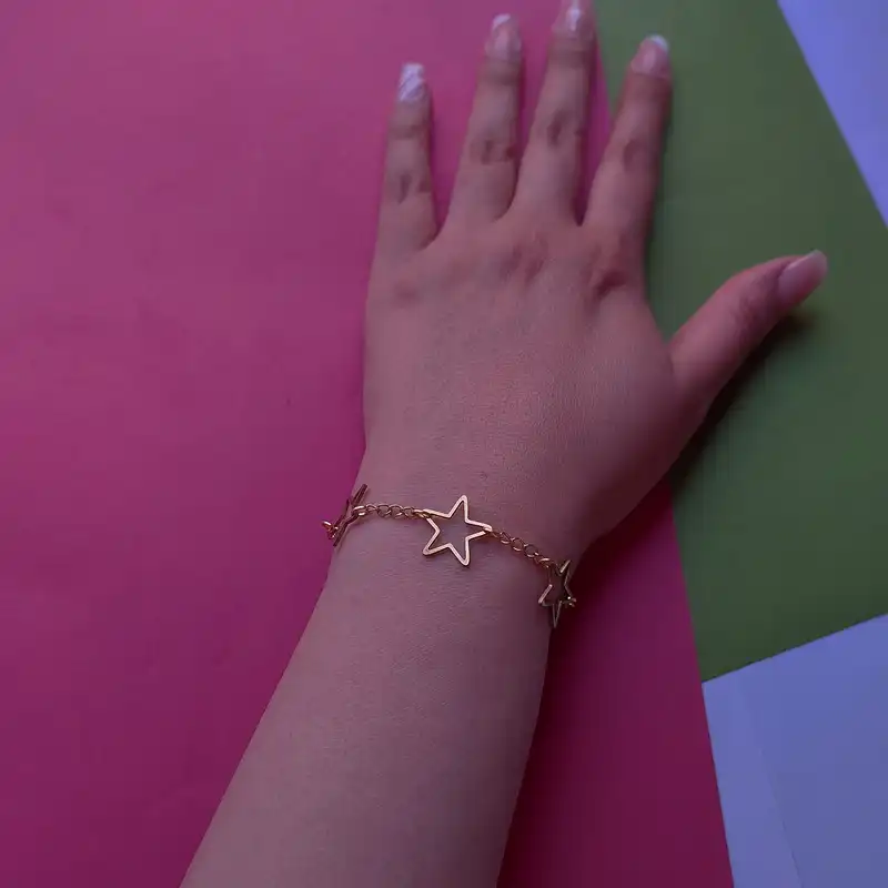 دستبند زنانه مدل زنجیری طرح ستاره کد HC305