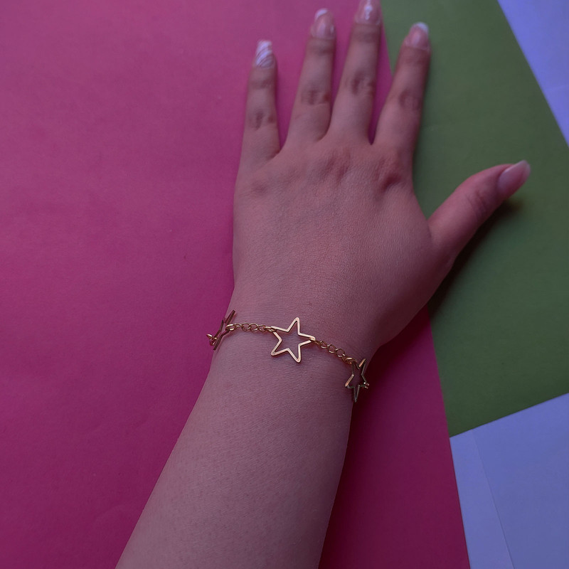 دستبند زنانه مدل زنجیری طرح ستاره کد HC305