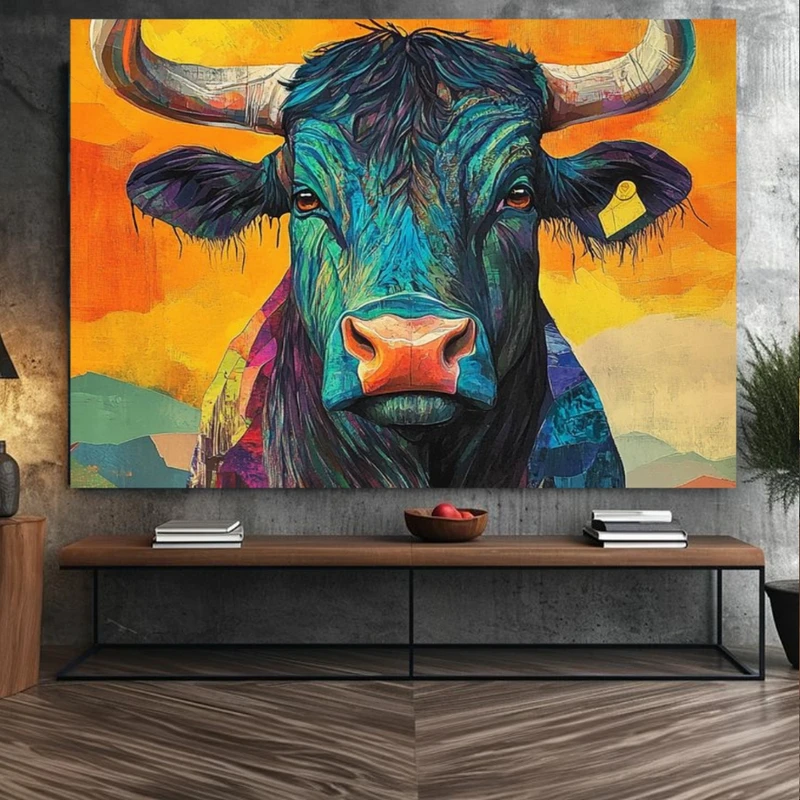 استیکر طرح گاو وحشی مدل رنگانگ کد BK24794