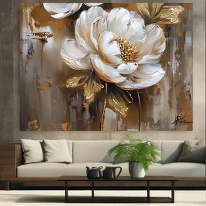 تابلو بوم طرح مخمل شکوفه طلایی مدل بوم آرامش کد N150