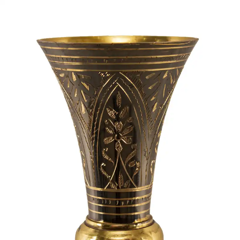 گلدان برنجی مدل قلم زنی طرح سیاه قلم کد 1171