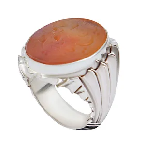 انگشتر نقره مردانه بازرگانی میلادی مدل استاد کاوه خطاطی غفار سنگ عقیق یمنی کهنه کد AM_2768