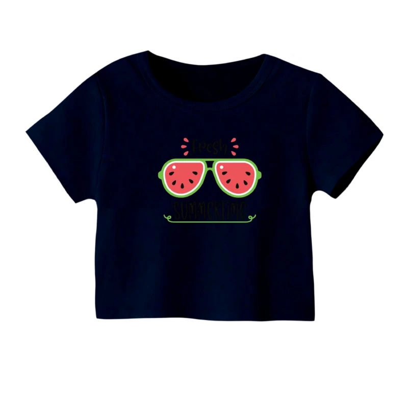 کراپ‌ تی‌شرت آستین کوتاه زنانه مدل نوشته یلدایی کد 6