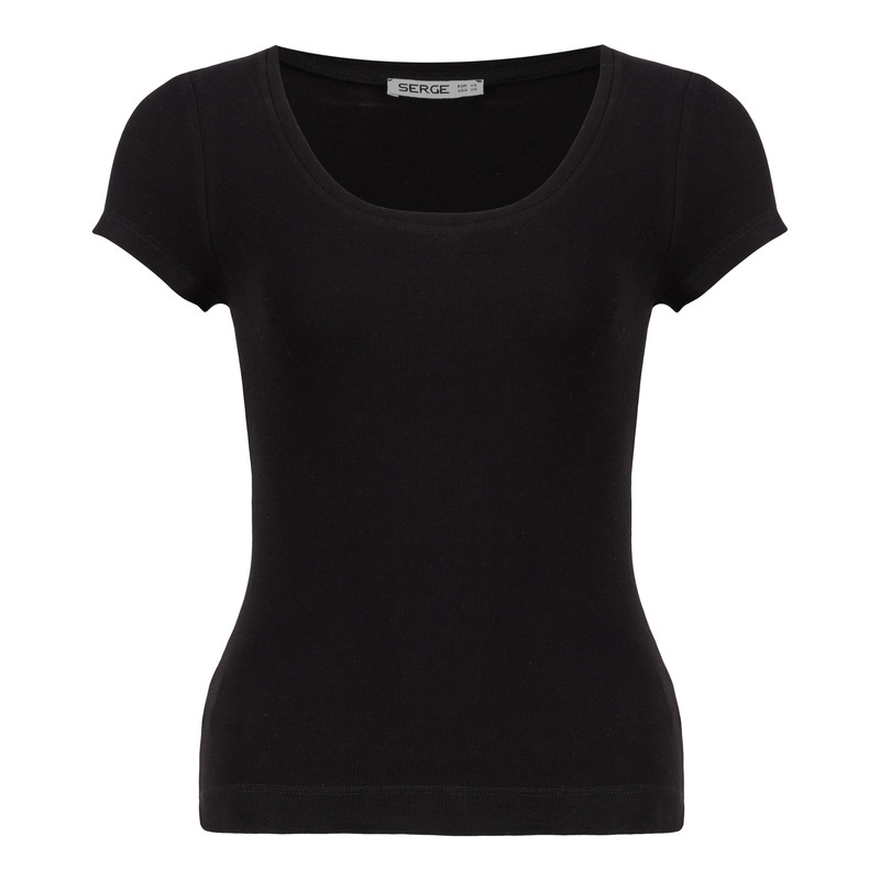 تی شرت آستین کوتاه زنانه سرژه مدل 203380 یقه گرد رنگ مشکی