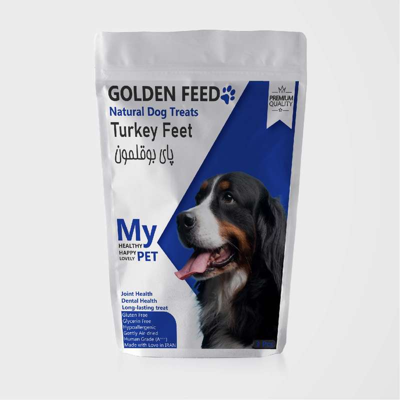   تشویقی سگ گلدن فید مدل Turkey feet کد TF3 وزن 180 گرم
