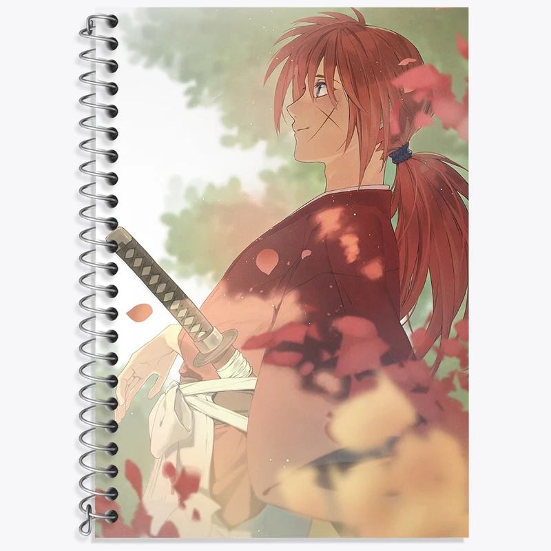 دفتر زبان 50 برگ خندالو مدل دو خط طرح انیمه رورونی کنشین کد 34885