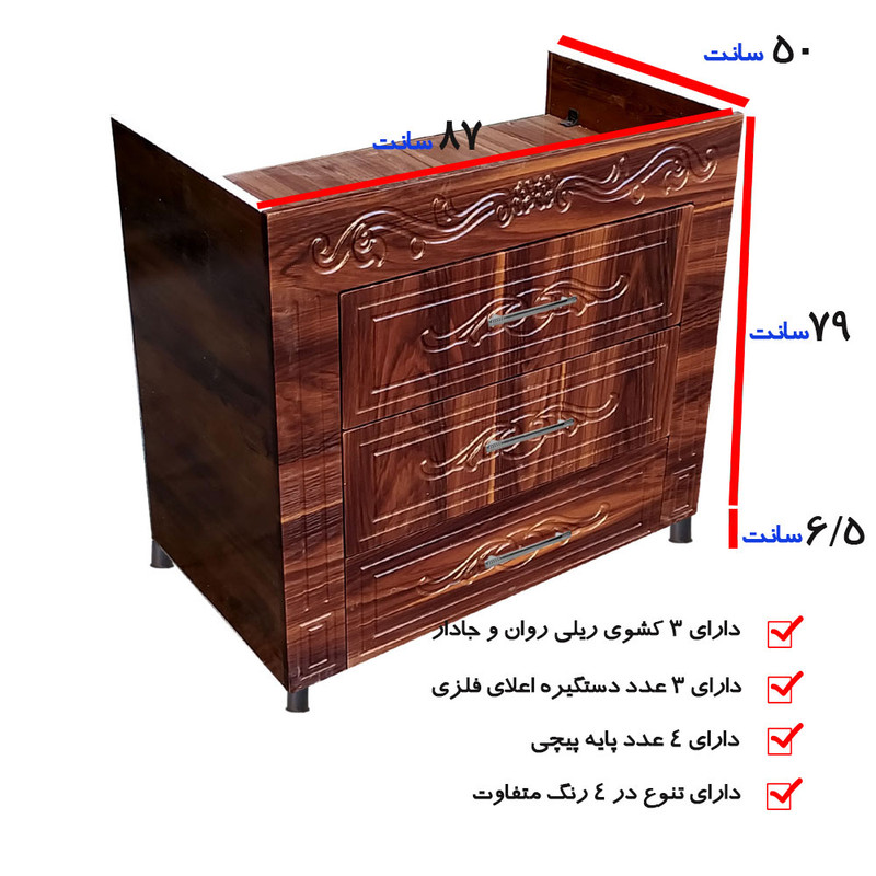 کابینت اجاق گاز صفحه ای دنپاسر مدل MDF3K-G