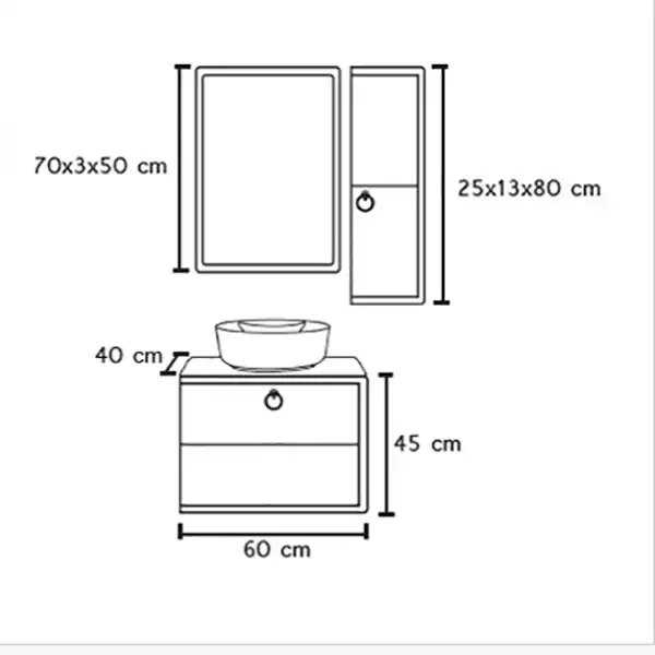 ست کابینت و روشویی الین مدل لاوین به همراه آینه و باکس