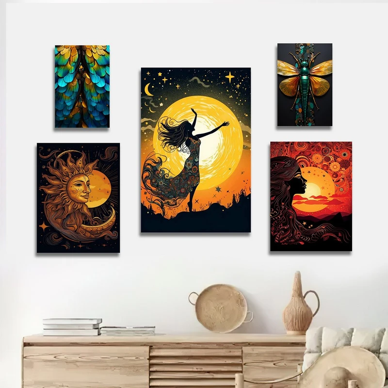 تابلو شاسی بکلیت طرح غروب خورشید مدل SH-1194  مجموعه 5 عددی