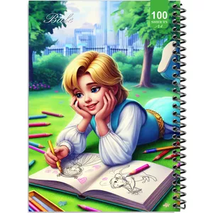 دفتر نقاشی 100 برگ بله طرح فانتزی پسر نقاش کد A4-N88