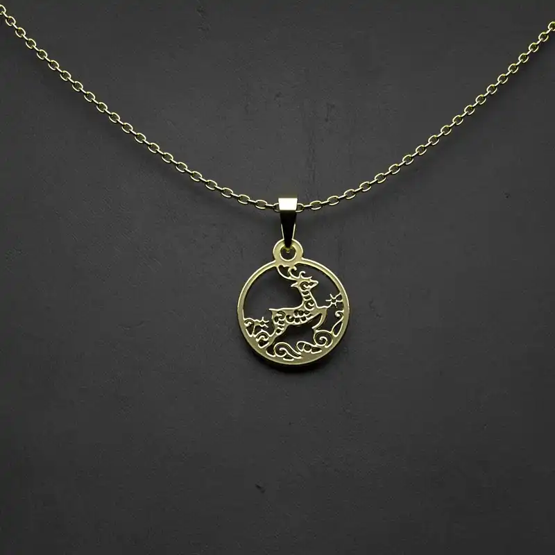 گردنبند طلا 18 عیار زنانه مدوپد مدل  طرح گوزن کد V1177