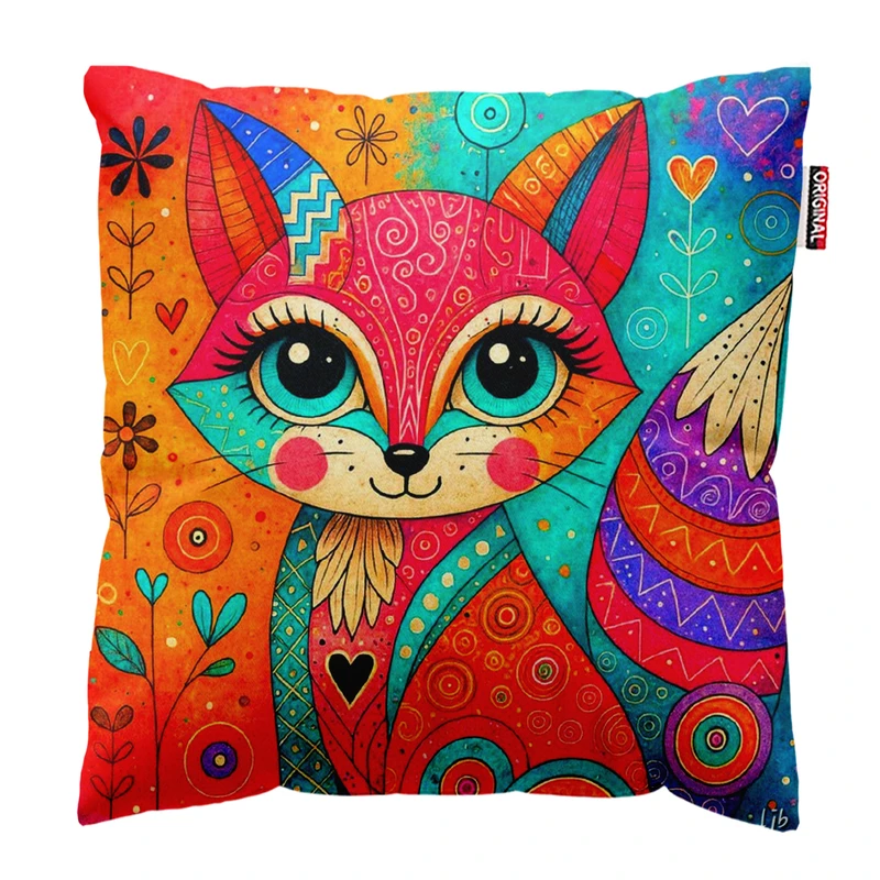 کوسن پاد آفرین مدل پاییز طرح روباه کد PK302425 سایز 30*30 سانتی متر