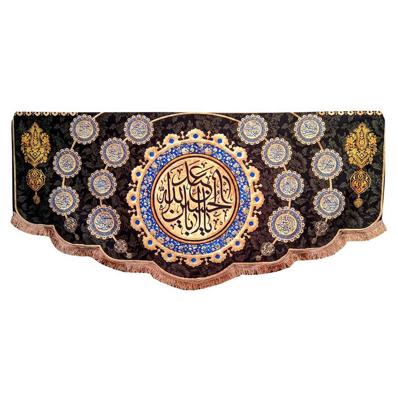 پرچم مدل محرم امام حسین طرح یااباعبدالله الحسین اسامی چهارده معصوم 047