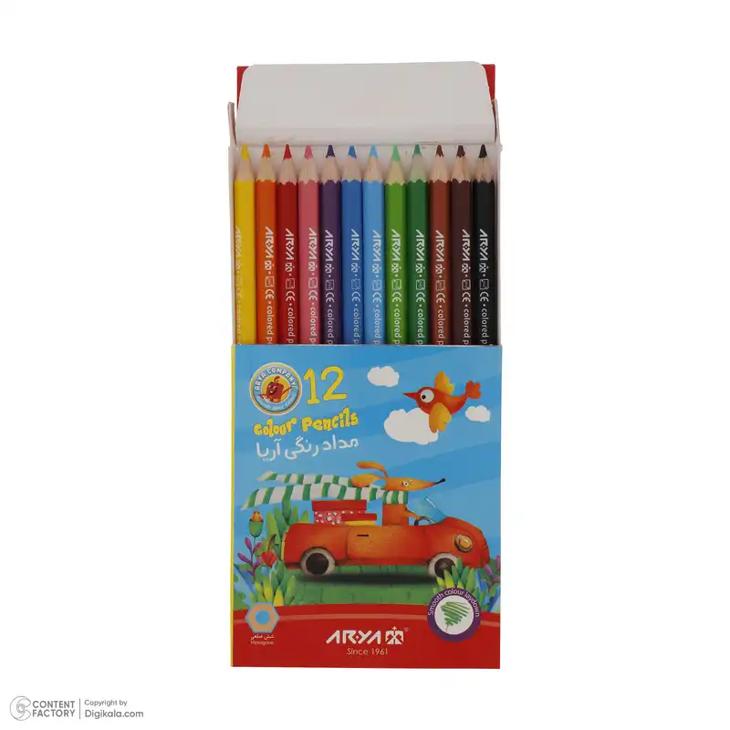 مداد رنگی 12 رنگ آریا مدل 3072