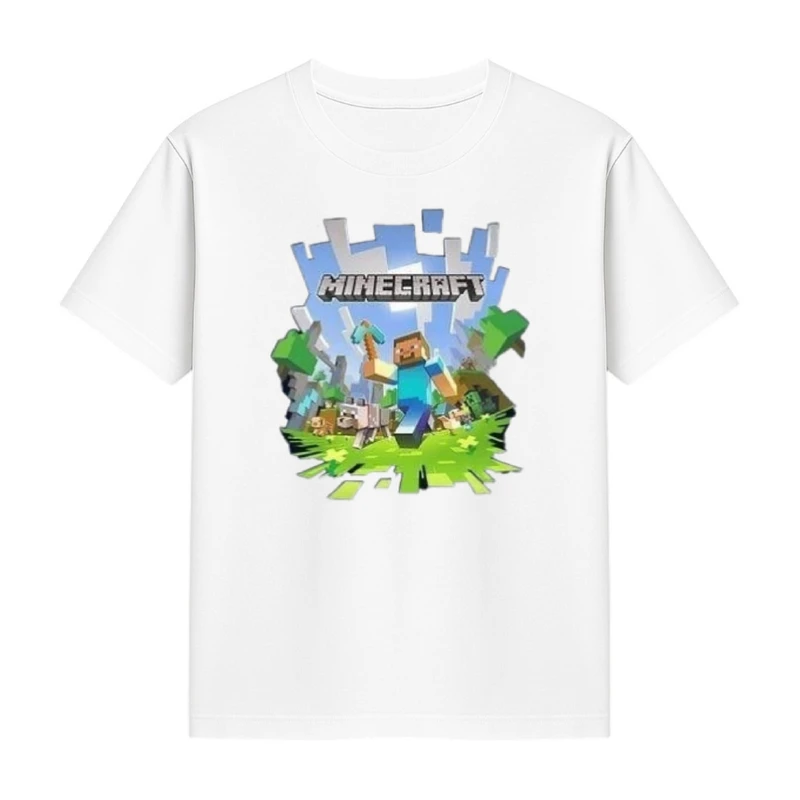 تی‌شرت آستین کوتاه دخترانه مدل ماینکرفت کد p13 