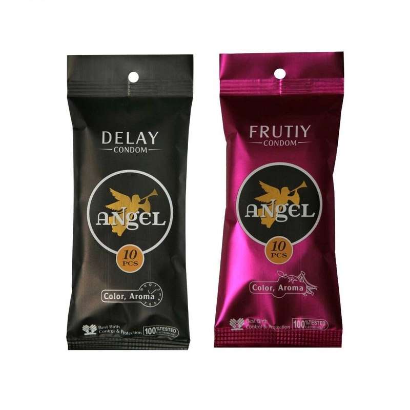 کاندوم انجل مدل Delay بسته 10 عددی به همراه کاندوم انجل مدل Fruity بسته 10 عددی