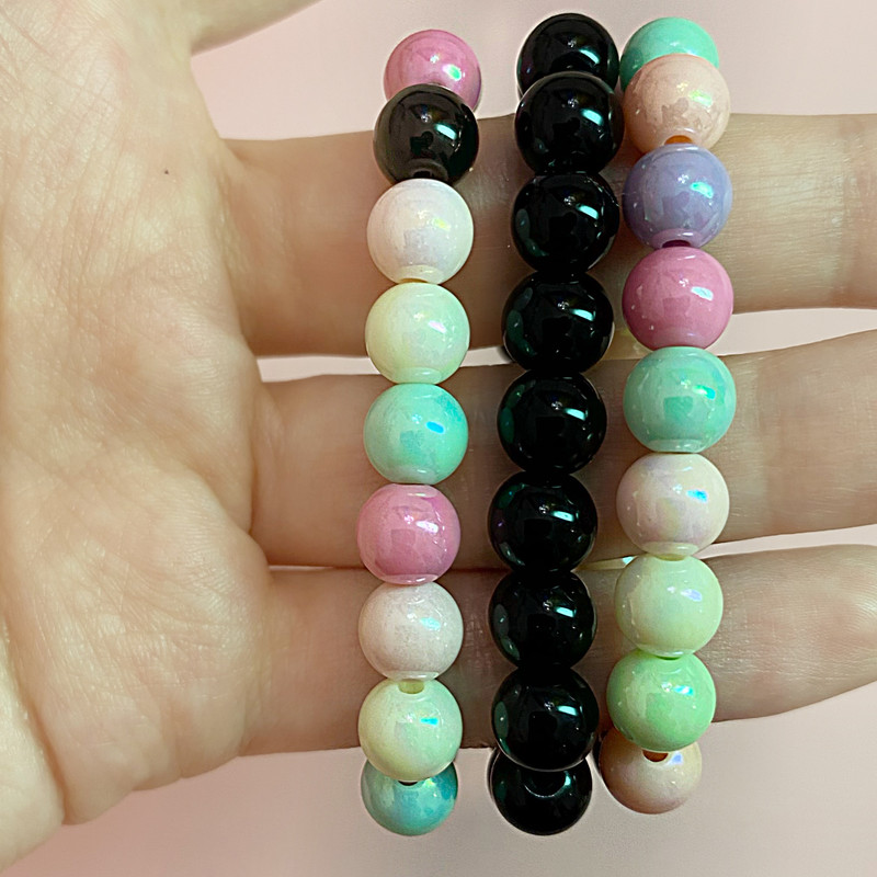 دستبند دخترانه مدل رنگین کمانیها مجموعه 3 عددی