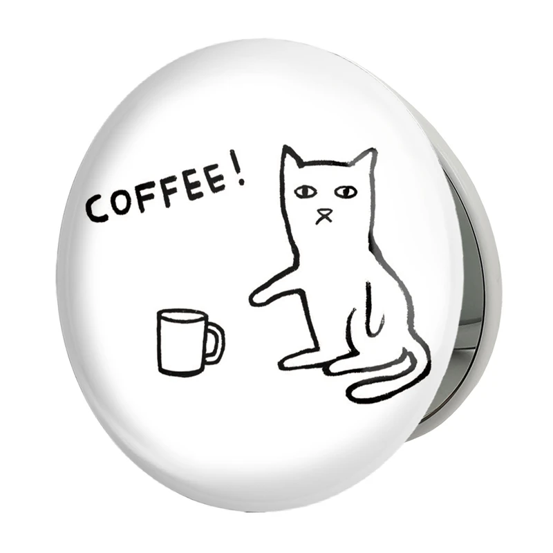 آینه جیبی خندالو طرح گربه و قهوه مدل تاشو کد 29330