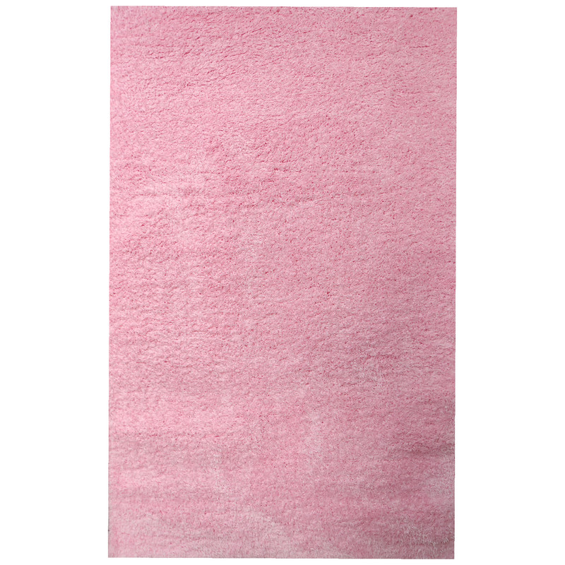 فرش ماشینی مدل شگی طرح فلوکاتی زمینه صورتی