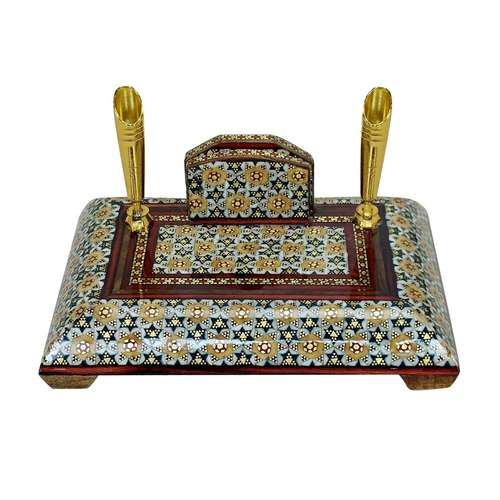 قلمدان خاتم کاری مدل جا کارتی دار طرح چهارگوش SP11