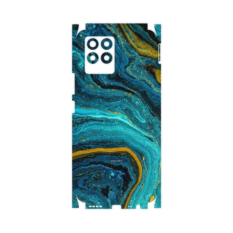 برچسب پوششی ماهوت مدل Turquoise marblewith golden streaks-FullSkin مناسب برای گوشی موبایل ریلمی 8 Pro