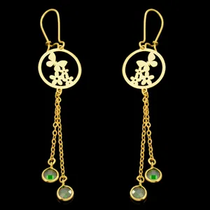 گوشواره طلا 18 عیار زنانه طلای مستجابی مدل گل و پروانه کد 670168