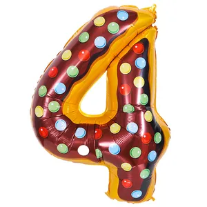 بادکنک فویلی لاکی بالونز طرح عدد 4 مدل دونات پلاس