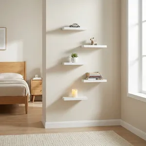 شلف دیواری خونه خاص مدل پایه مخفی کوچک مجموعه 5 عددی