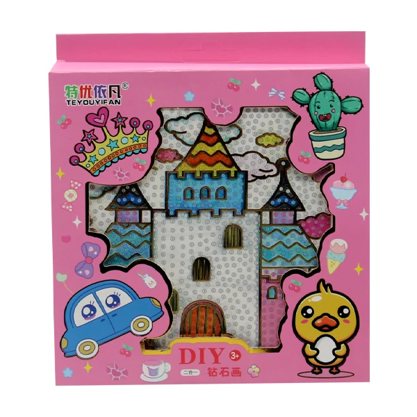 بازی آموزشی رنگ آمیزی مدل نقاشی الماسی قابدار طرح قلعه کد ZS166