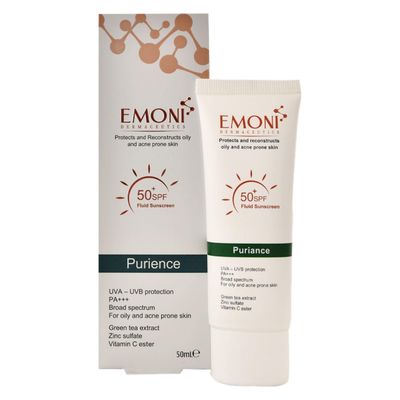 کرم ضد آفتاب بدون رنگ امونی spf50 مدل purience مناسب برای پوست چرب حجم 50 میلی‌لیتر