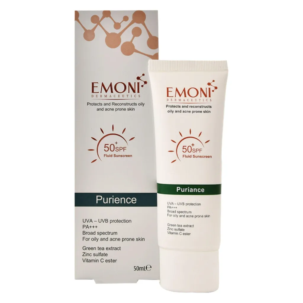 کرم ضد آفتاب بدون رنگ امونی spf50 مدل purience مناسب برای پوست چرب حجم 50 میلی‌لیتر