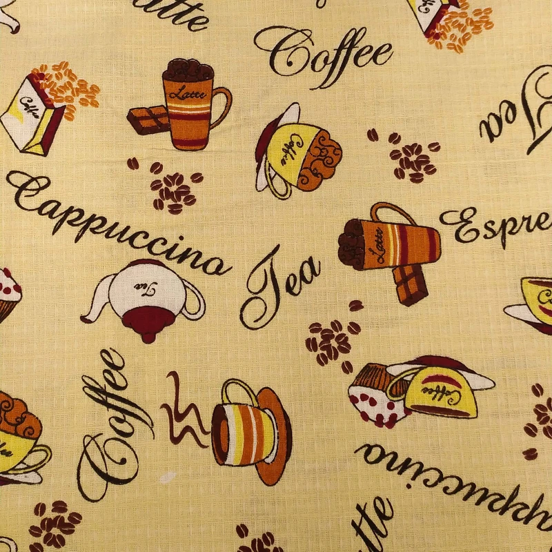 پارچه آشپزخانه عرض 1.4 متر نساجی بروجرد مدل نسکافه رنگ کرم