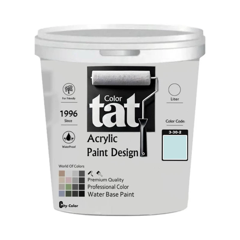 رنگ آبی فیروزه ای روشن مات اکرولیک تات کد 3-30-2 حجم 1 لیتر