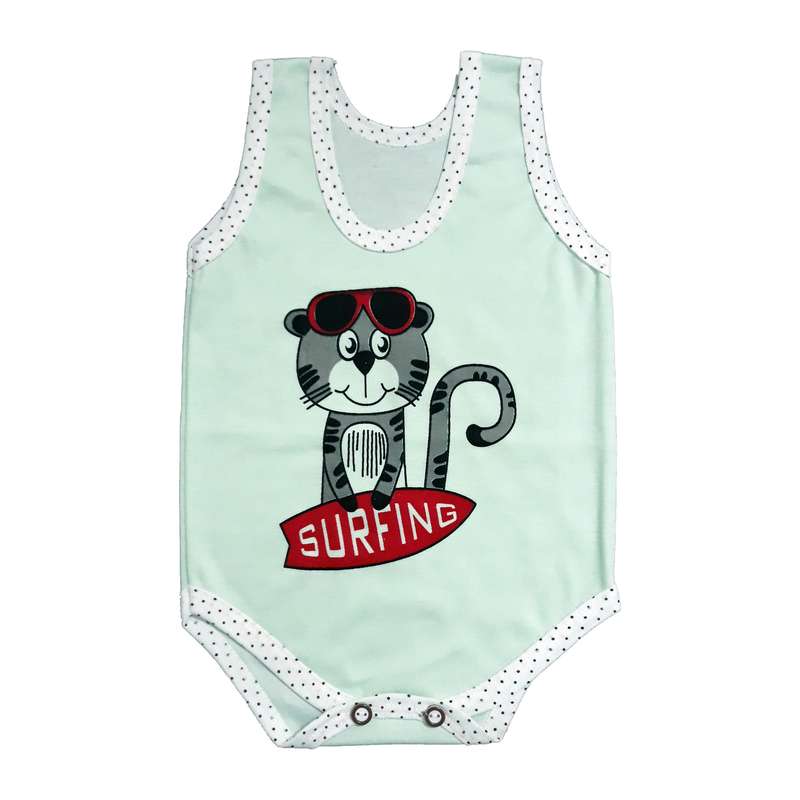 بادی نوزادی مدل Cat رنگ سبز