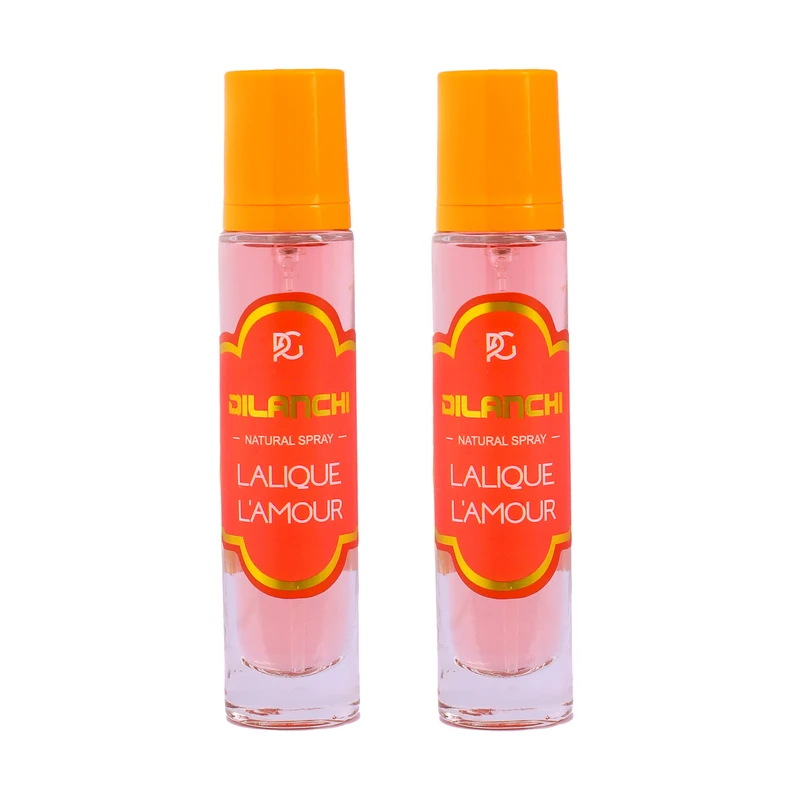 عطر جیبی زنانه دیلانچی مدل لالیک لامور با رایحه شیرین حجم 30 میلی‌لیتر مجموعه 2 عددی