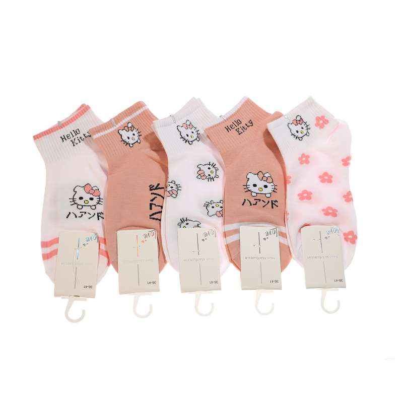 جوراب دخترانه مدل فانتزی کد 01016 بسته 5 عددی