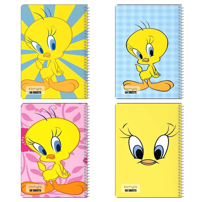 دفتر نقاشي 50 برگ کارنيکا طرح توییتی Tweety کد 93789 مجموعه 4 عددی
