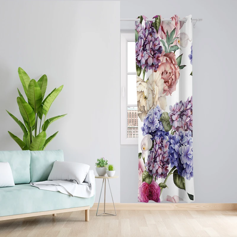 پرده طرح گل مدل مخمل پانچی کد 1841 z سایز 140x200 سانتی متر