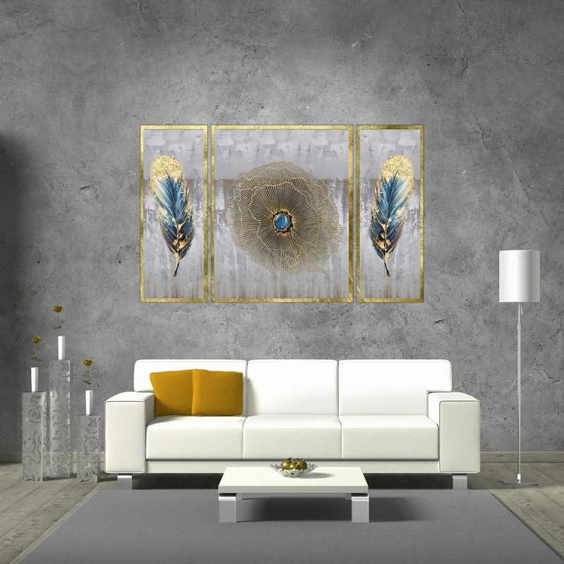 تابلو بکلیت طرح چشم نظر و پر طلایی مدل T-460 مجموعه 3 عددی