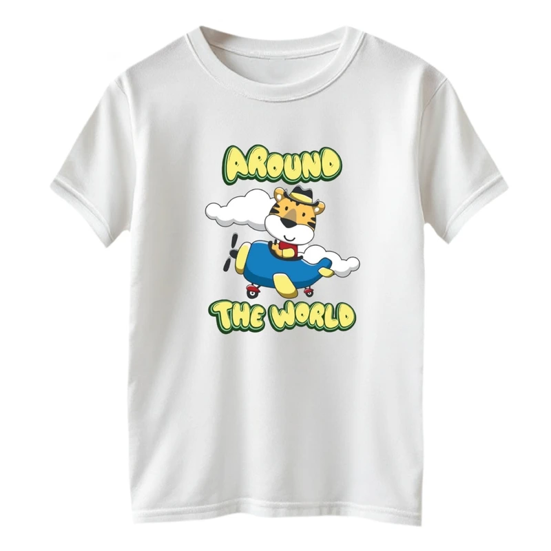 تی شرت آستین کوتاه بچگانه مدل ببر و هواپیما