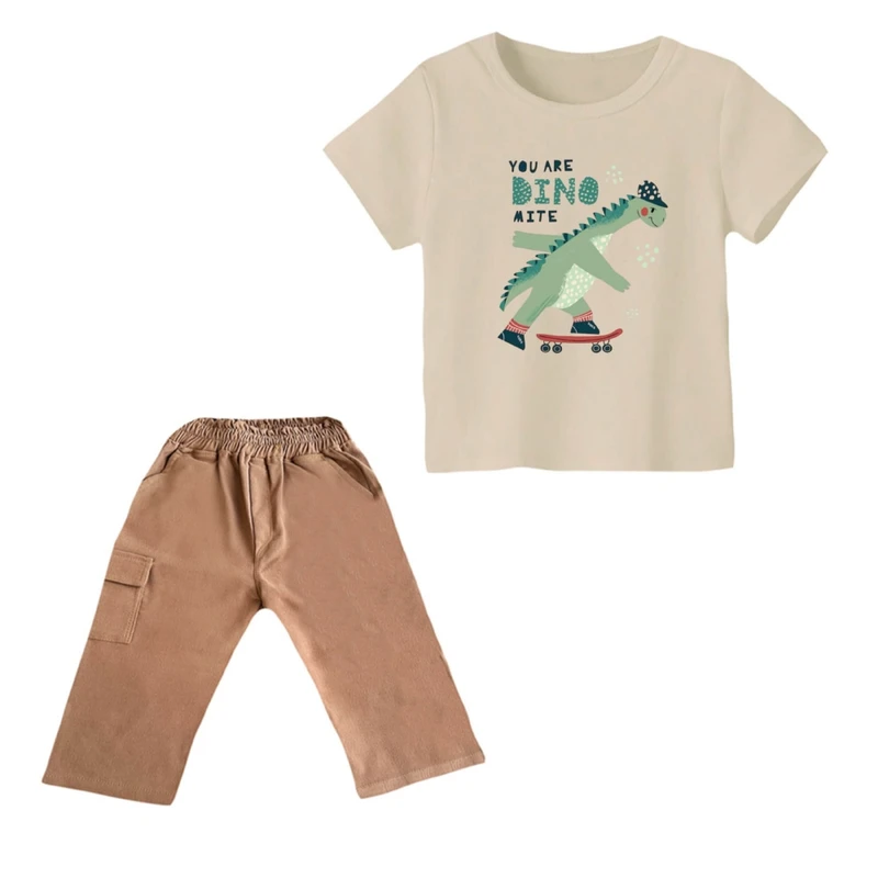 ست تی شرت و شلوارک پسرانه مدل دایناسور کد ۲۸