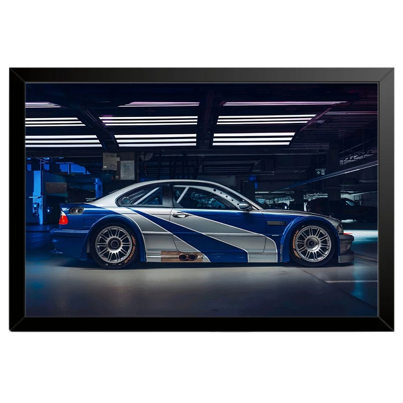 تابلو بکلیت طرح ماشین و خودرو بی ام و مدل B-po1870 فریم مشکی