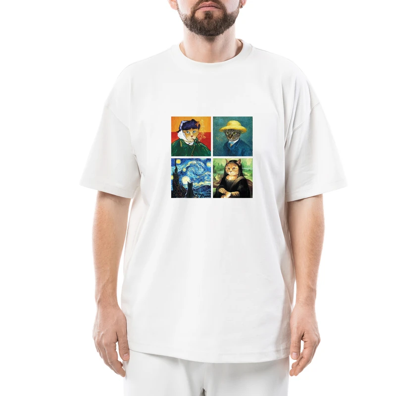 تی‌شرت آستین کوتاه مردانه مدل گربه کد 77750