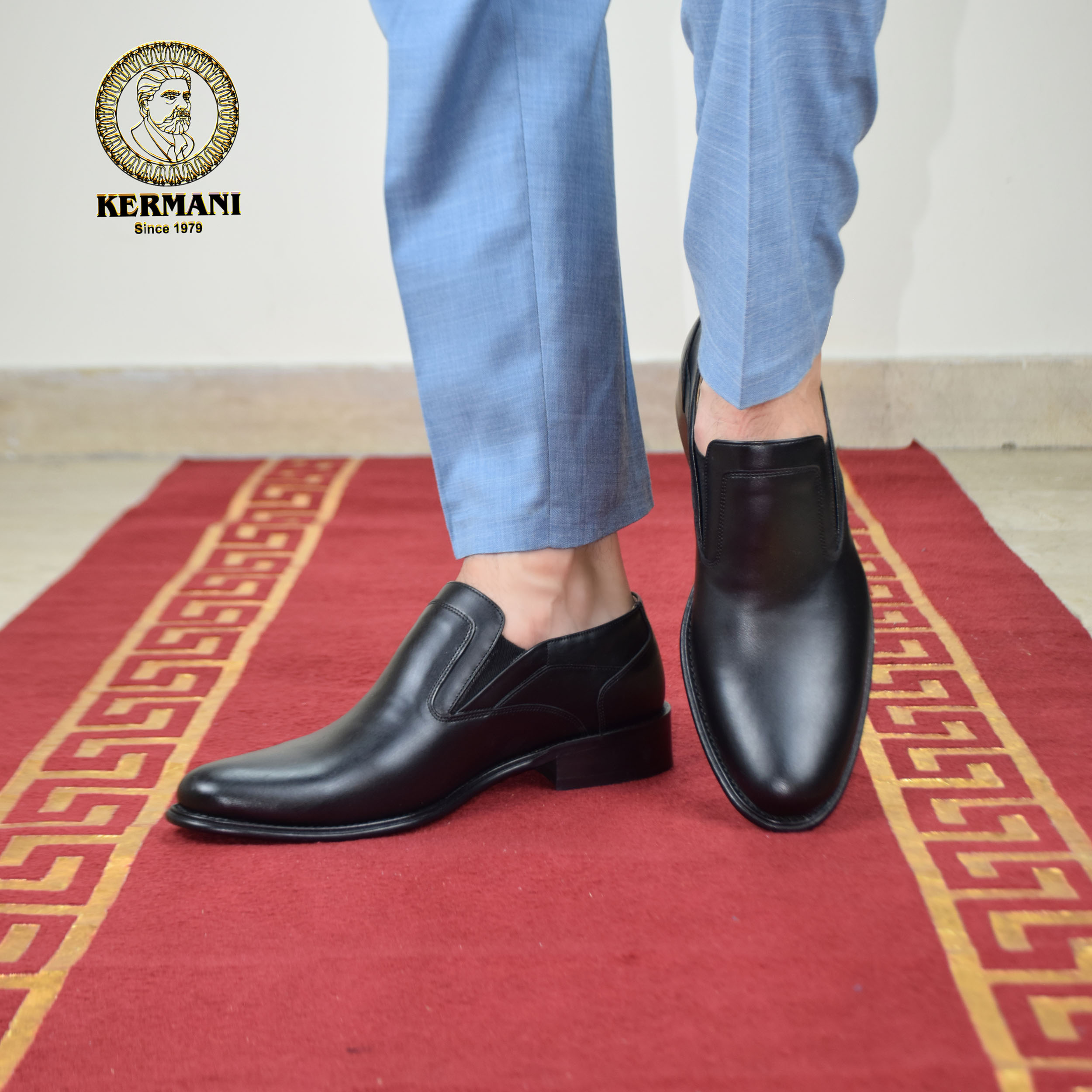 کفش مردانه کرمانی مدل چرم دستدوز طبیعی کد 350 رنگ مشکی -  - 7