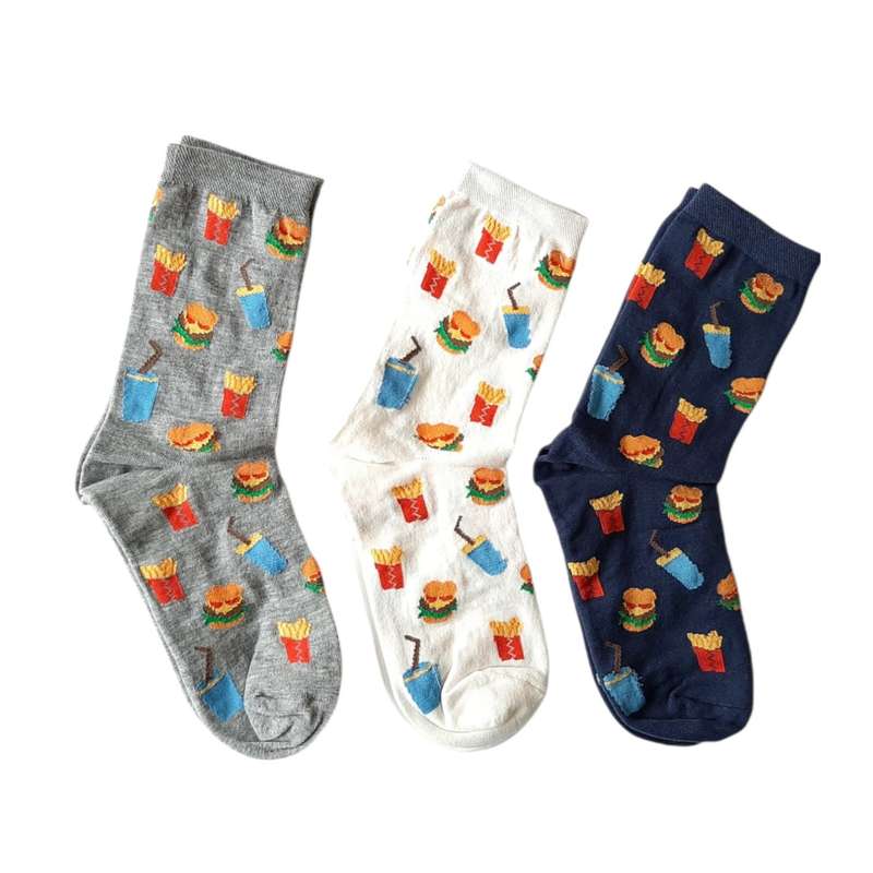 جوراب دخترانه مدل همبرگر و سيب زميني کد 1338 مجموعه 3 عددي