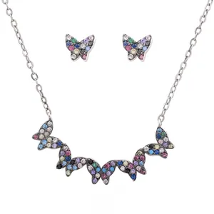 نیم ست نقره زنانه مدل پروانه کد M3112