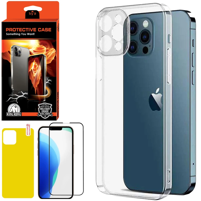 کاور کینگ کونگ مدل PCAAA مناسب برای گوشی موبایل اپل Iphone 13 Pro به همراه محافظ صفحه نمایش و محافظ پشت گوشی