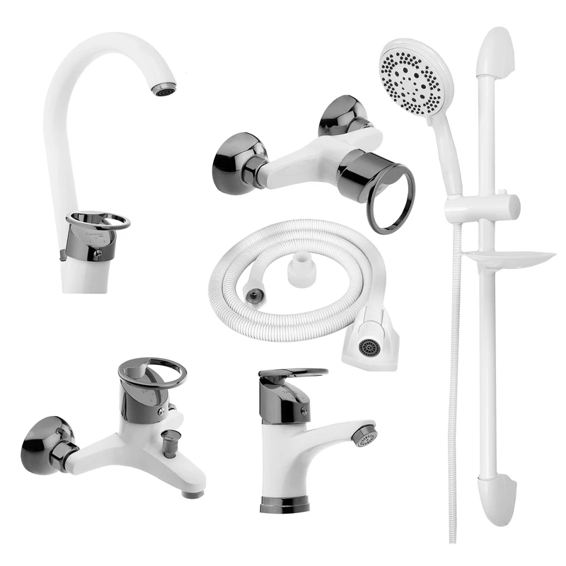 ست شیرالات شیرآلات بهداشتی و ساختمانی توفیق مدل تنسو النگویی مجموعه 6 عددی